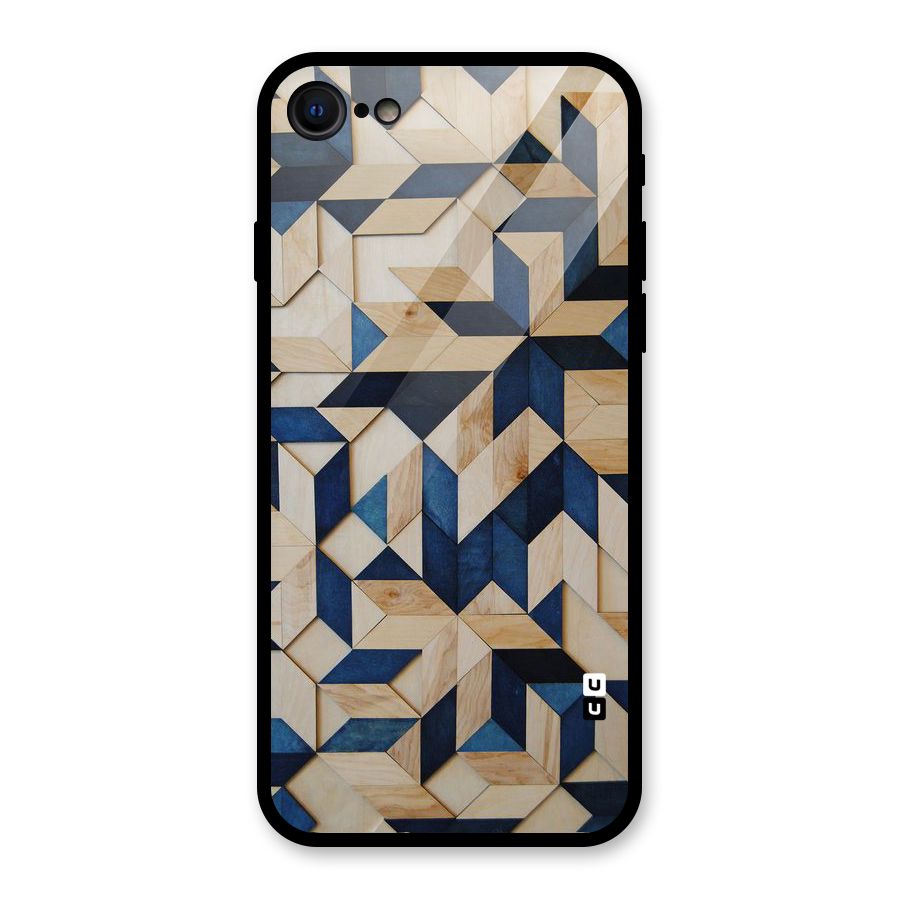Disorted Wood Blue Glass Back Case for iPhone 8