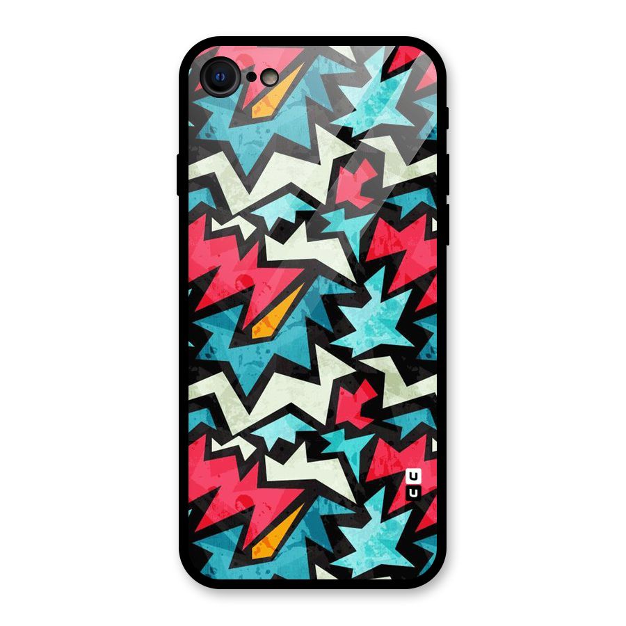 Electric Color Design Glass Back Case for iPhone 8