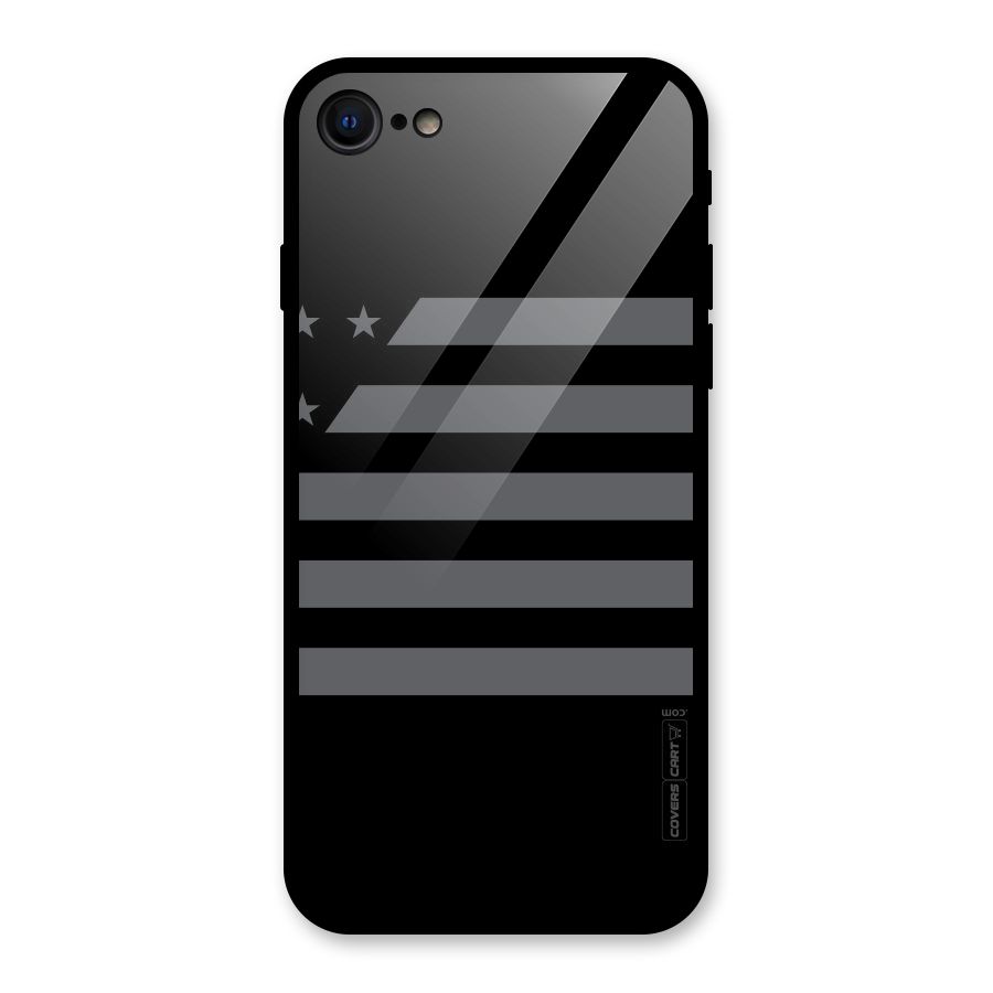 Grey Star Striped Pattern Glass Back Case for iPhone 8