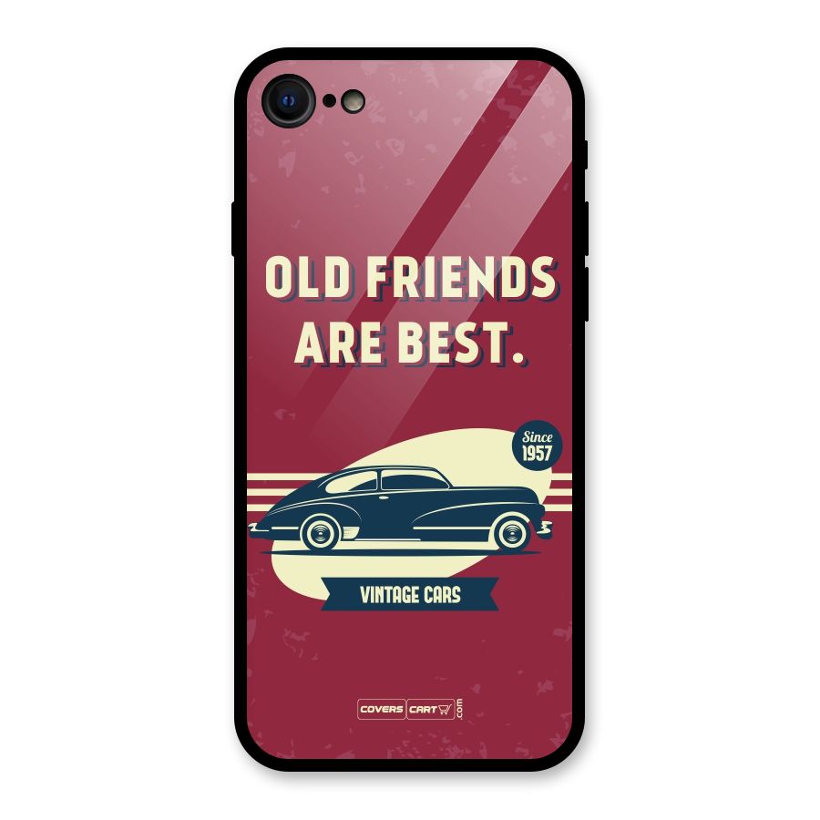 Old Friends Vintage Car Glass Back Case for iPhone 8