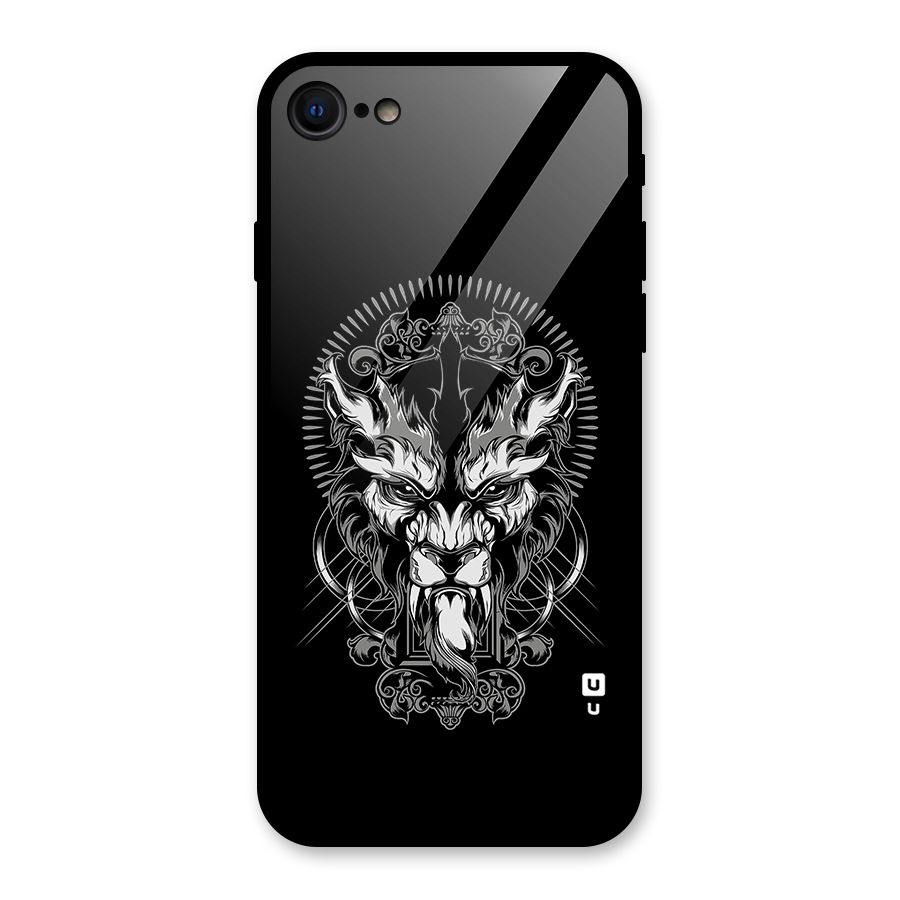 Pencil Art Lion Illustration Glass Back Case for iPhone 8