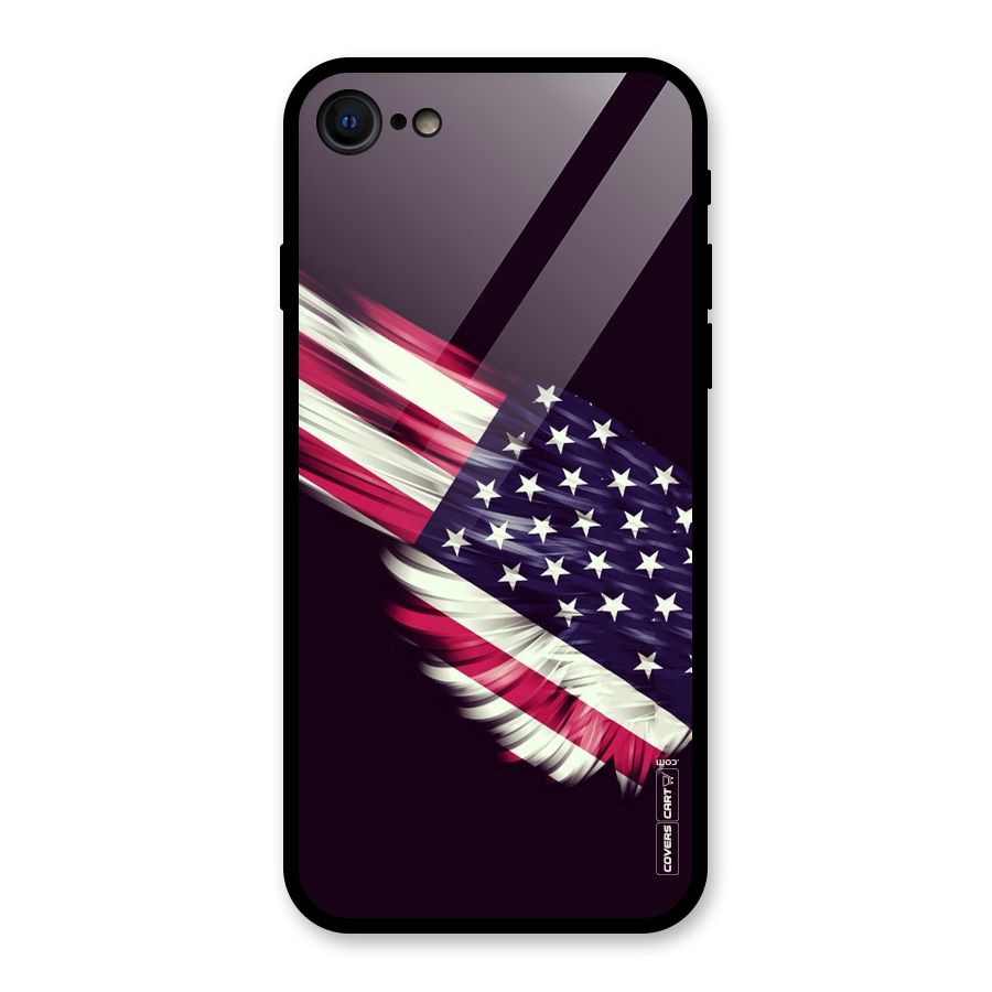 Red And White Stripes Stars Glass Back Case for iPhone 8