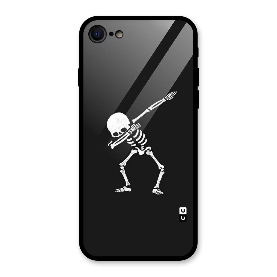 Skeleton Dab White Glass Back Case for iPhone 8