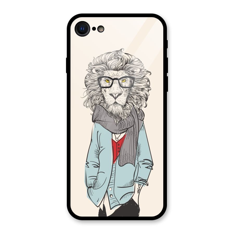 Stylish Lion Glass Back Case for iPhone 8