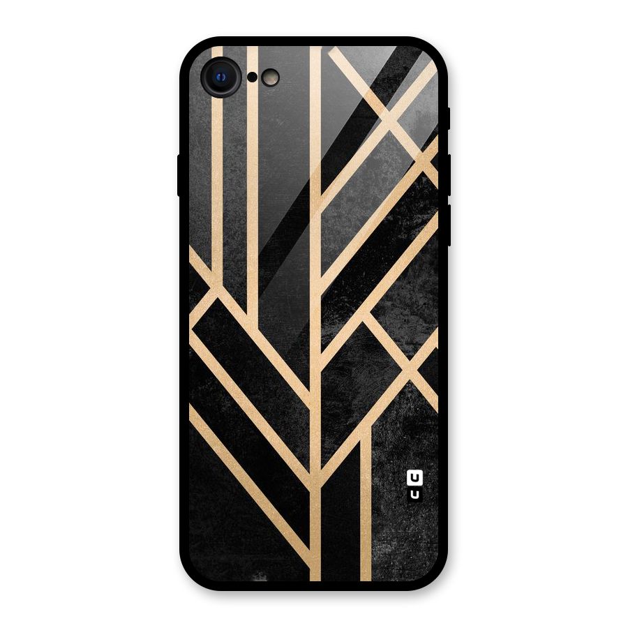 Tri Lines Gold Glass Back Case for iPhone 8