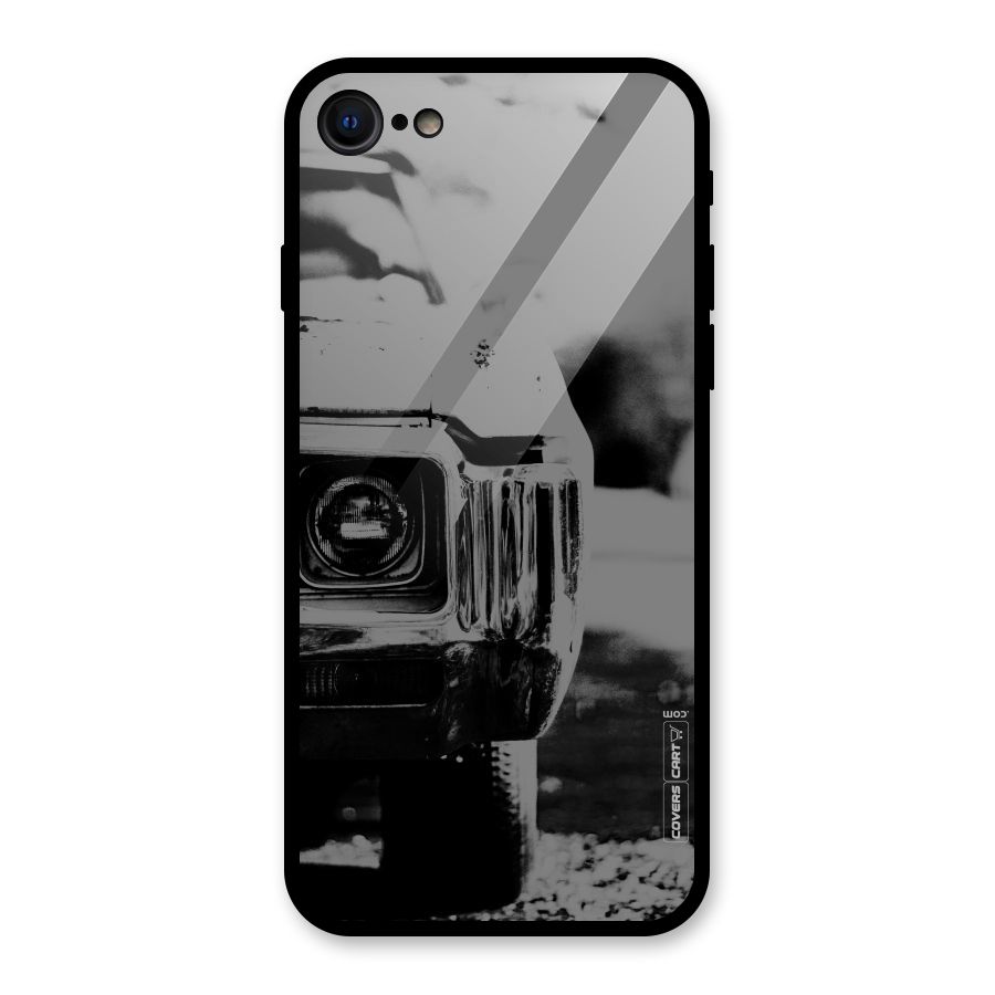 Vintage Car Black and White Glass Back Case for iPhone 8