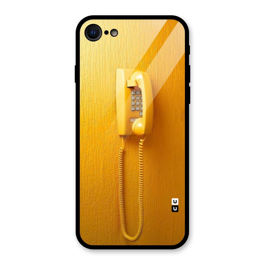 Aesthetic Yellow Telephone Glass Back Case for iPhone SE 2020