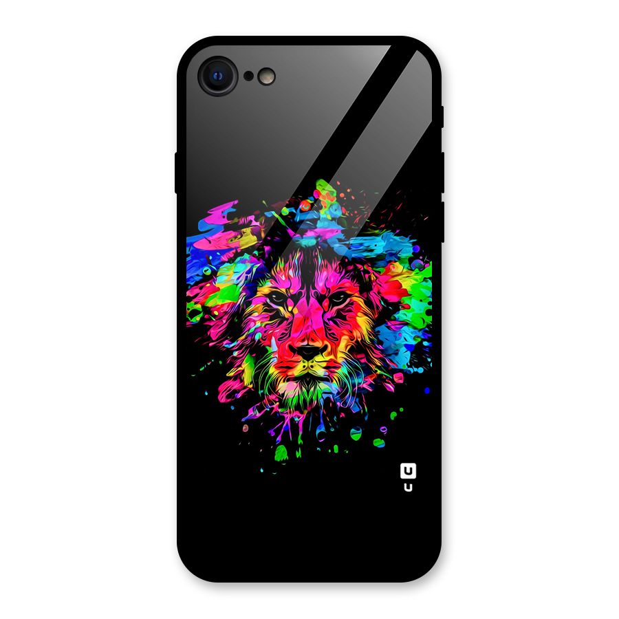 Artistic Lion Art Splash Glass Back Case for iPhone SE 2020