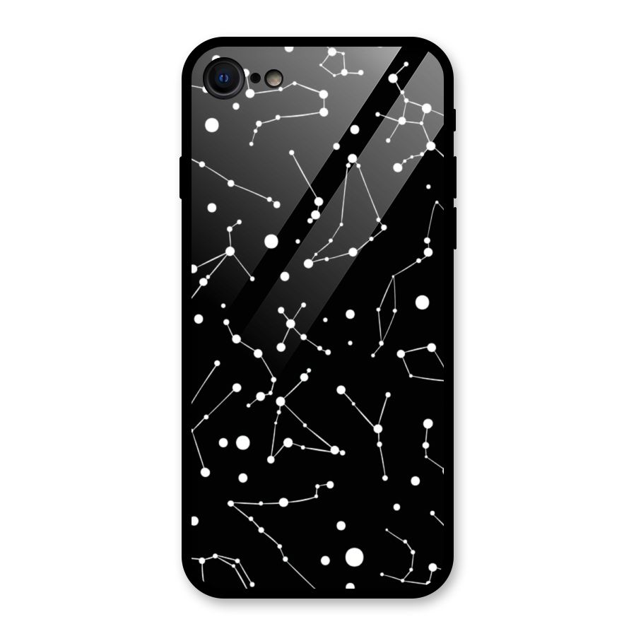Black Constellation Pattern Glass Back Case for iPhone SE 2020