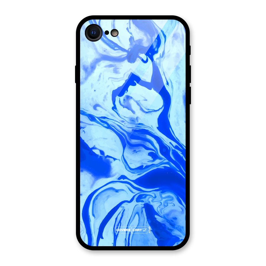 Blaze Blue Marble Texture Glass Back Case for iPhone SE 2020