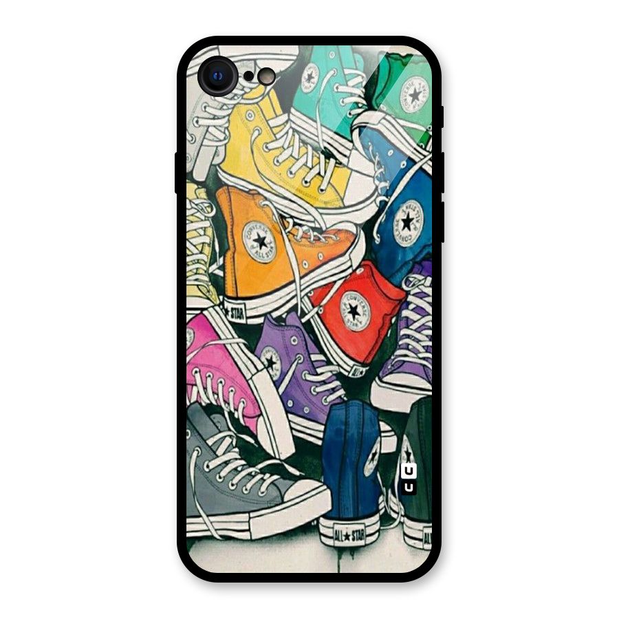 Colorful Shoes Glass Back Case for iPhone SE 2020