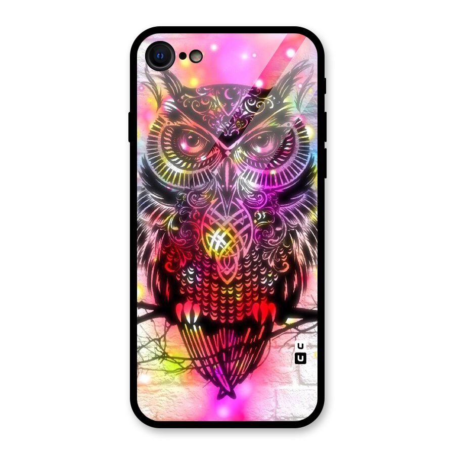 Colourful Owl Glass Back Case for iPhone SE 2020