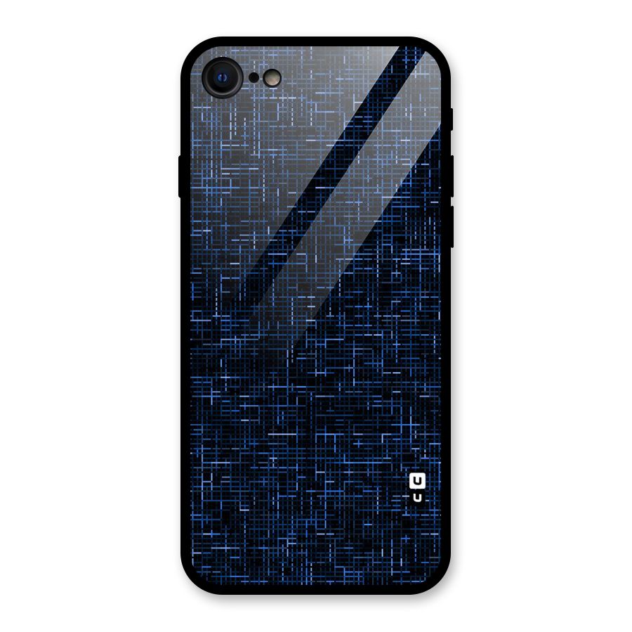 Criss Cross Blue Pattern Glass Back Case for iPhone SE 2020