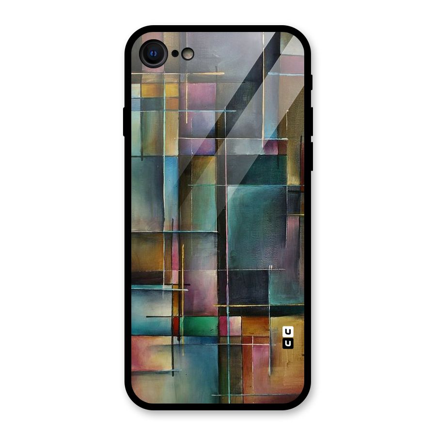 Dark Square Shapes Glass Back Case for iPhone SE 2020