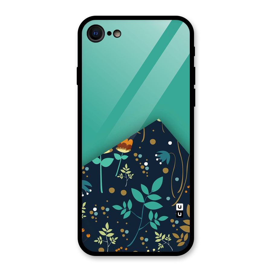 Floral Corner Glass Back Case for iPhone SE 2020