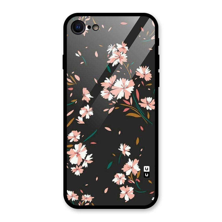 Floral Petals Peach Glass Back Case for iPhone SE 2020