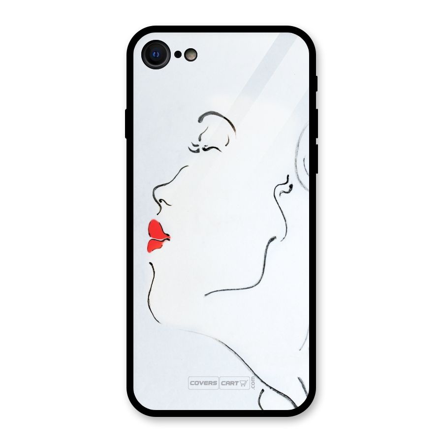 Girl in Red Lipstick Glass Back Case for iPhone SE 2020