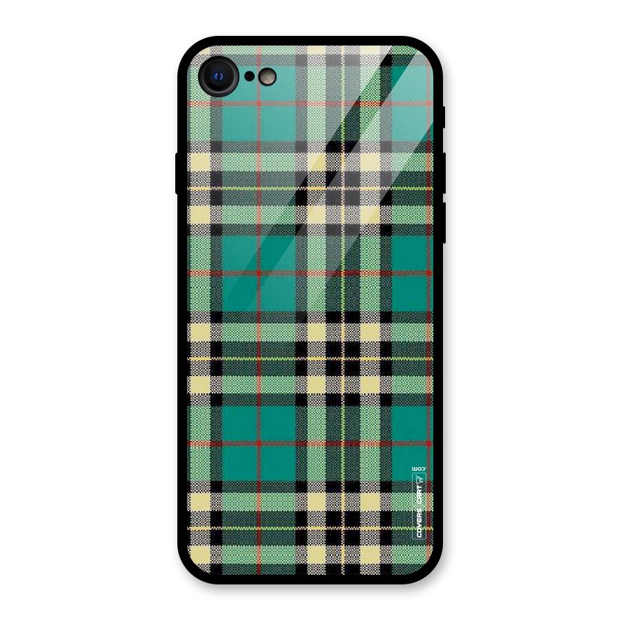 Green Check Glass Back Case for iPhone SE 2020
