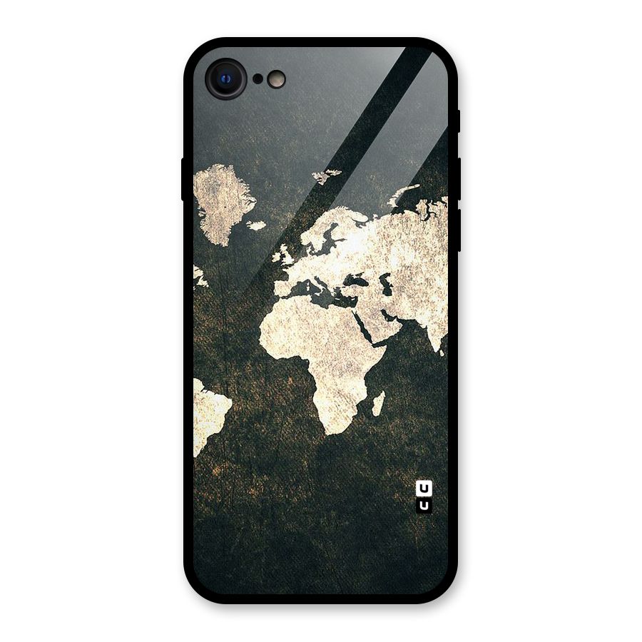 Green Gold Map Design Glass Back Case for iPhone SE 2020