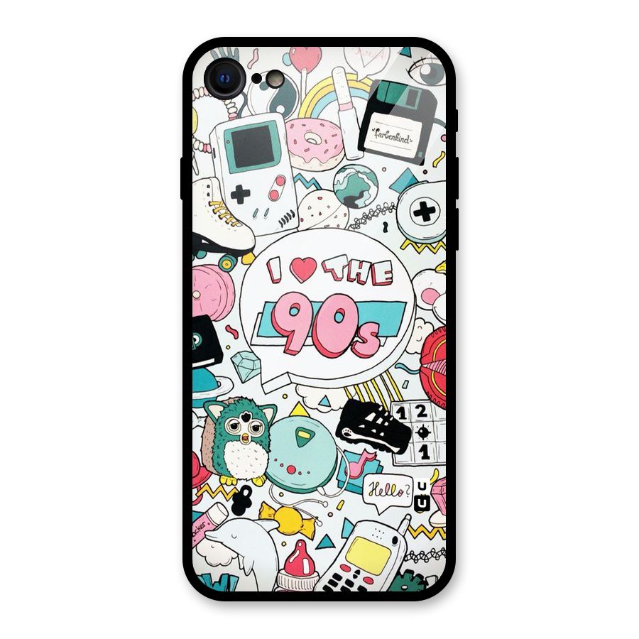 Heart 90s Glass Back Case for iPhone SE 2020