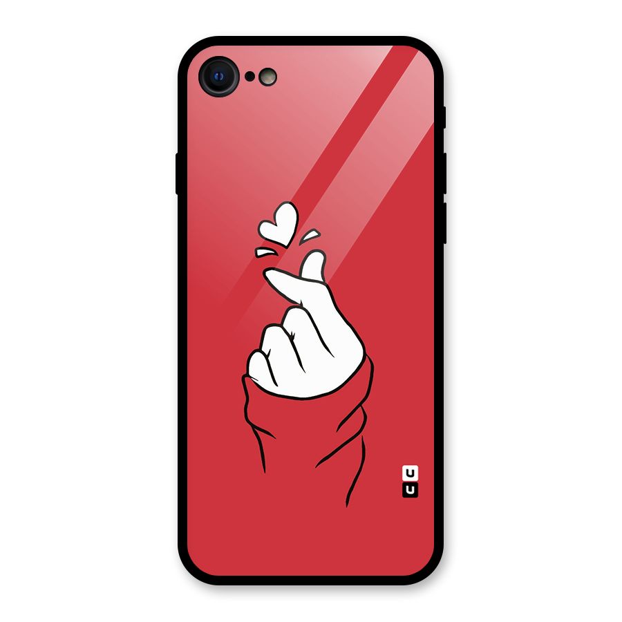 Korean Love Sign Glass Back Case for iPhone SE 2020