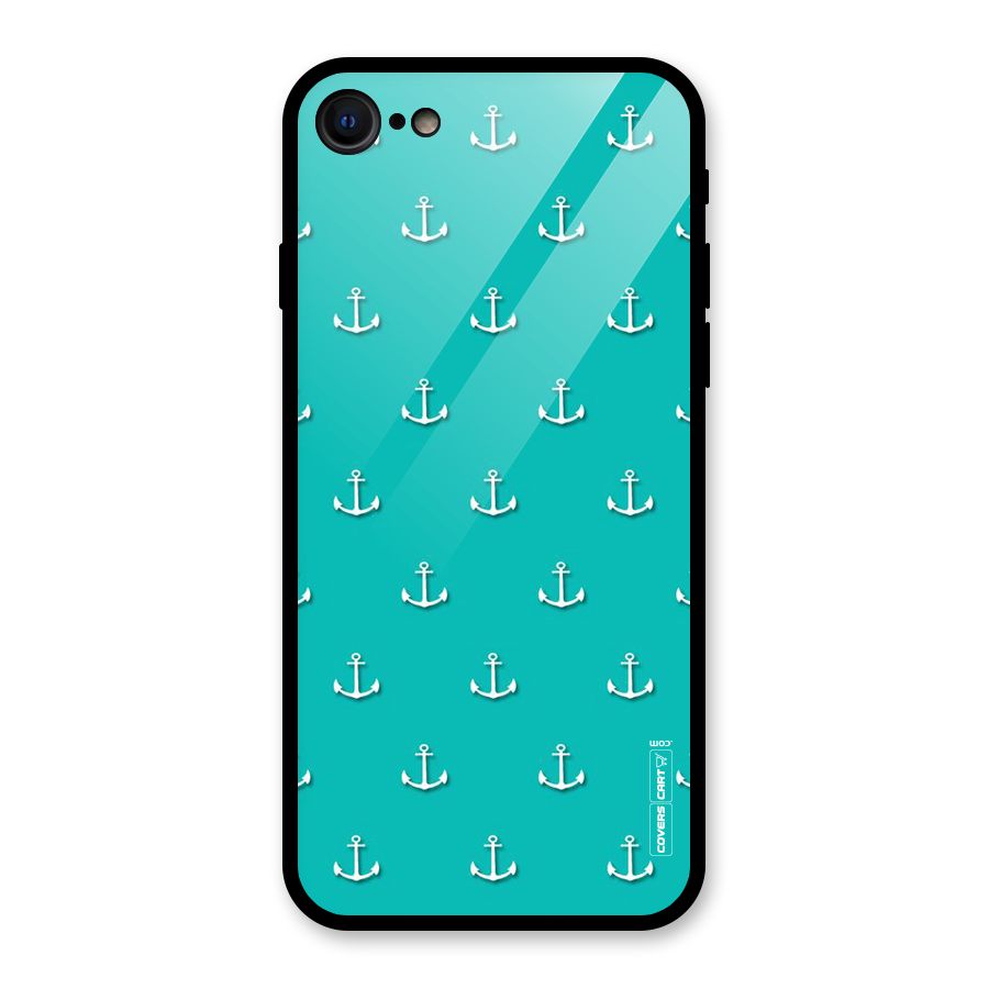 Light Blue Anchor Glass Back Case for iPhone SE 2020