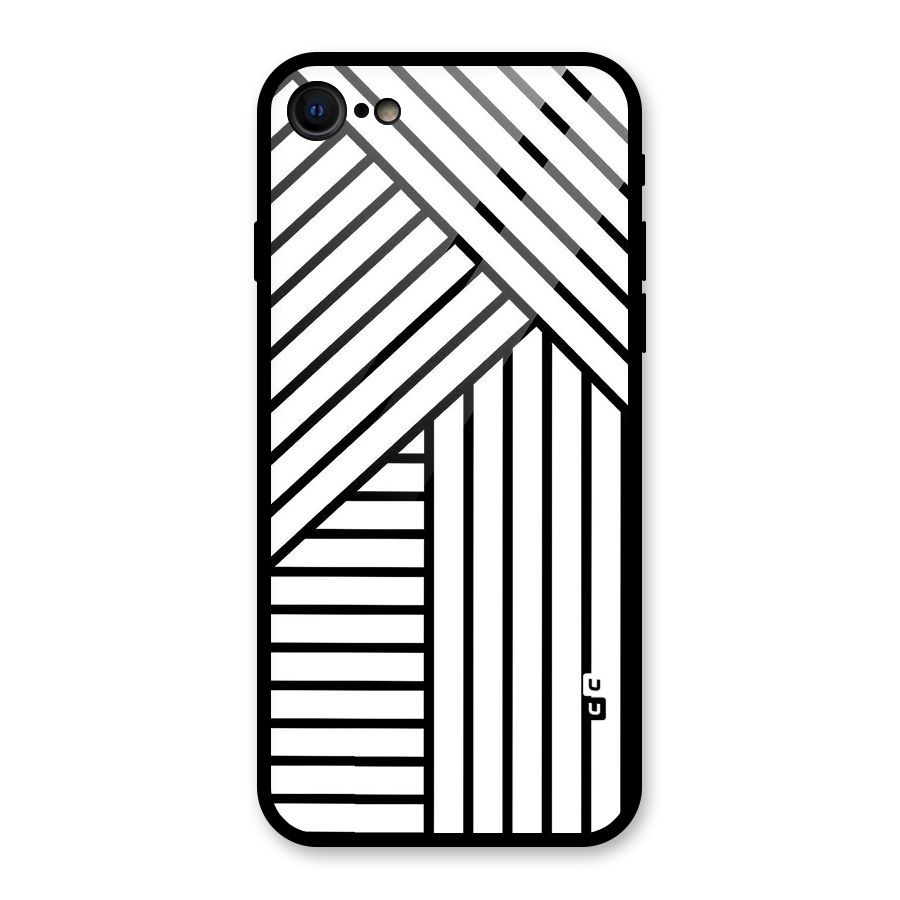 Lines Pattern Stripes Glass Back Case for iPhone SE 2020