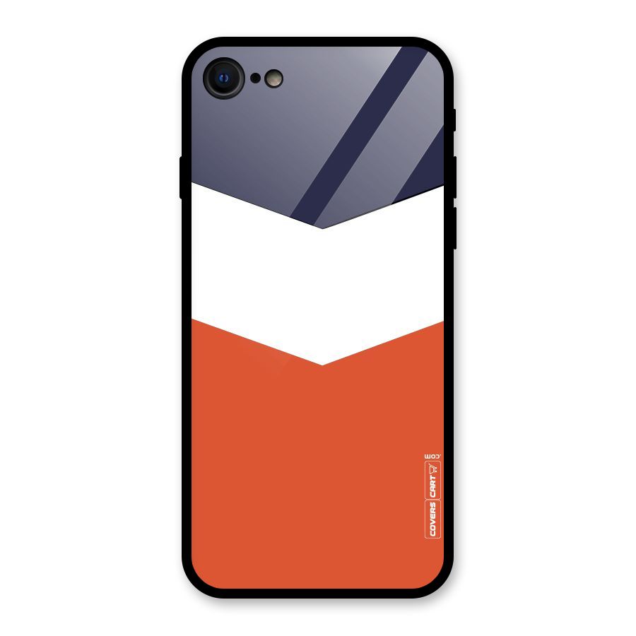 Navy Blue White Orange Arrow Glass Back Case for iPhone SE 2020