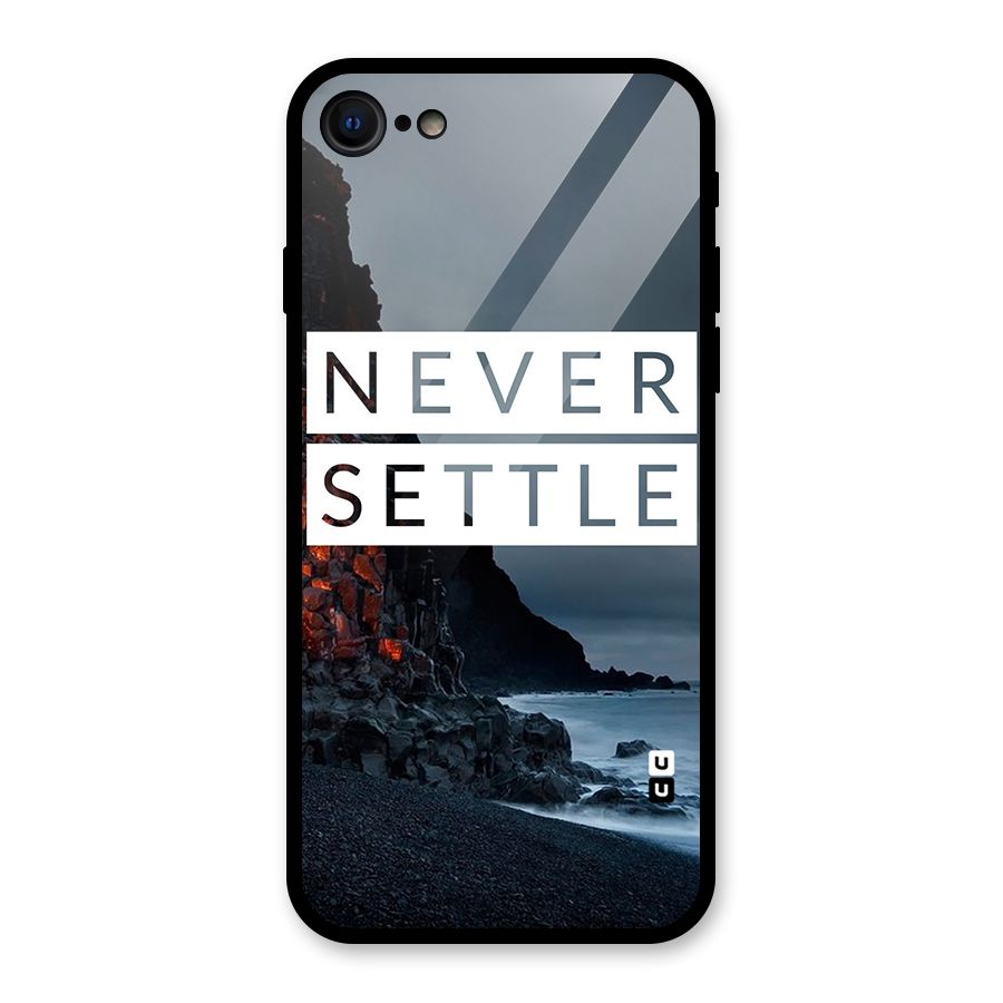 Never Settle Dark Beach Glass Back Case for iPhone SE 2020