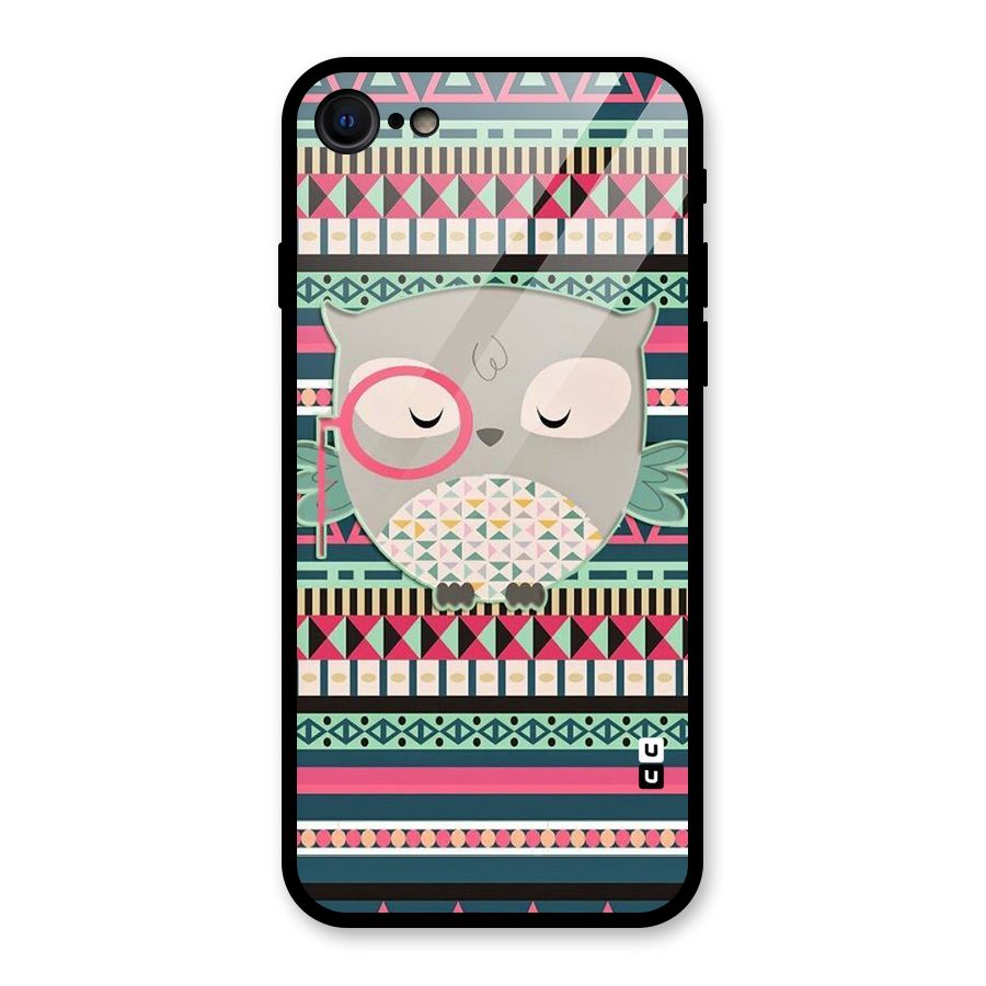 Owl Cute Pattern Glass Back Case for iPhone SE 2020