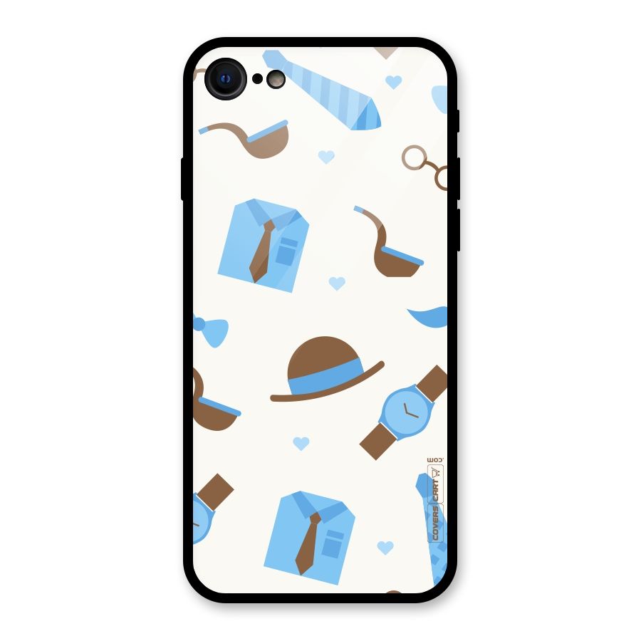 Pipe Hat Watch Pattern Glass Back Case for iPhone SE 2020