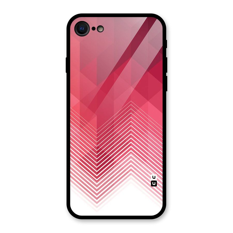 Red Chevron Abstract Glass Back Case for iPhone SE 2020