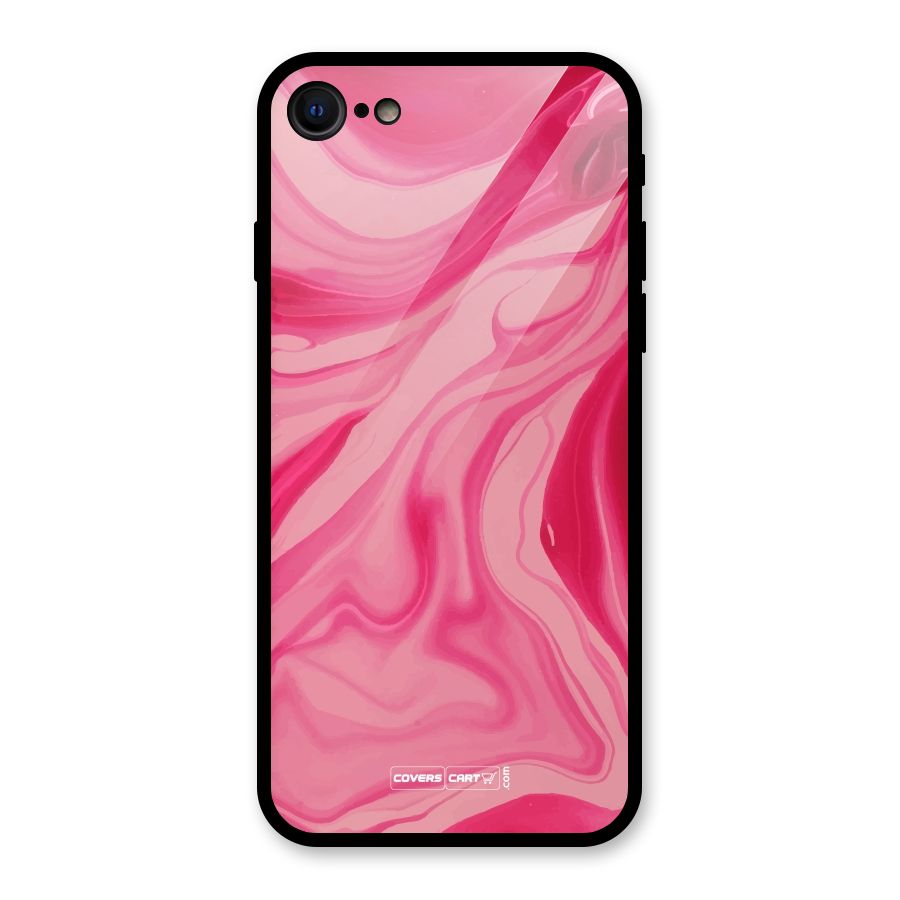 Sizzling Pink Marble Texture Glass Back Case for iPhone SE 2020