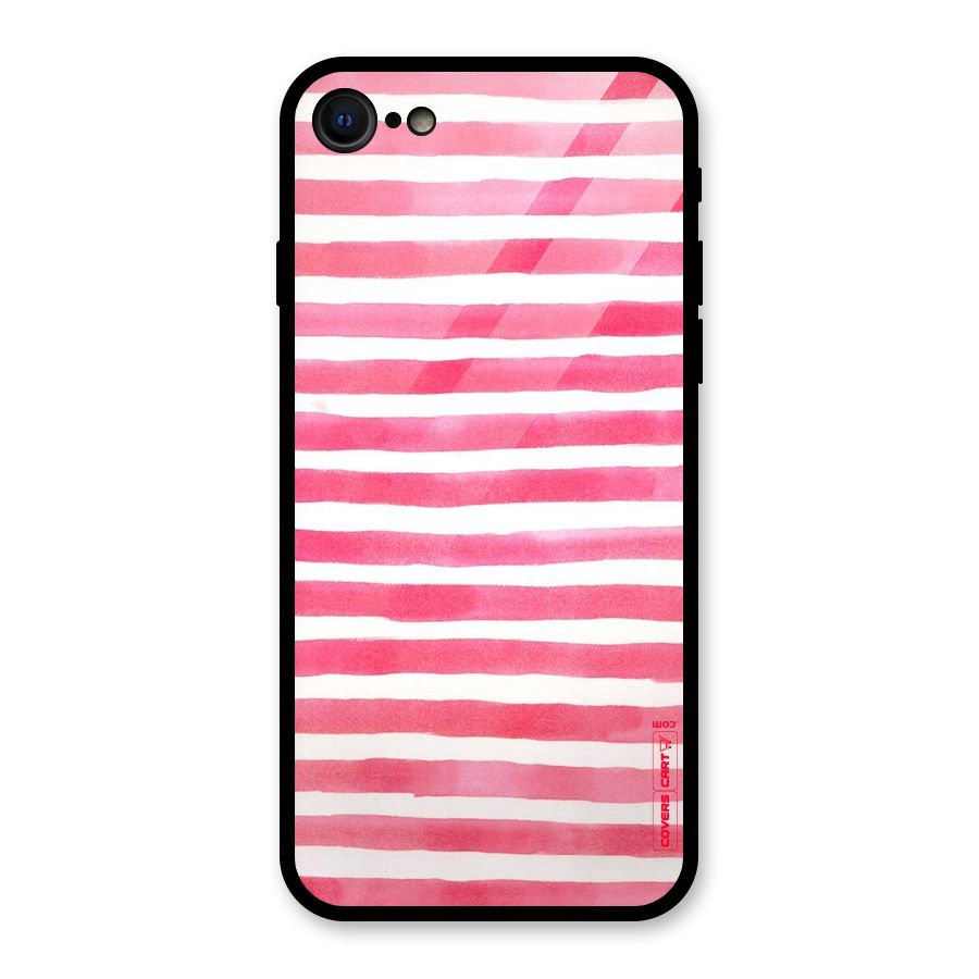 White And Pink Stripes Glass Back Case for iPhone SE 2020
