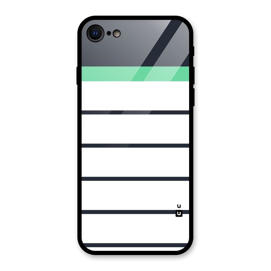 White and Simple Stripes Glass Back Case for iPhone SE 2020