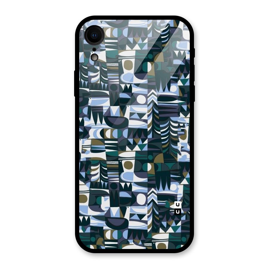 Abstract Blues Glass Back Case for iPhone XR