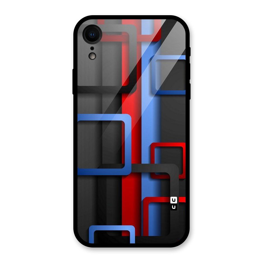 Abstract Box Glass Back Case for iPhone XR