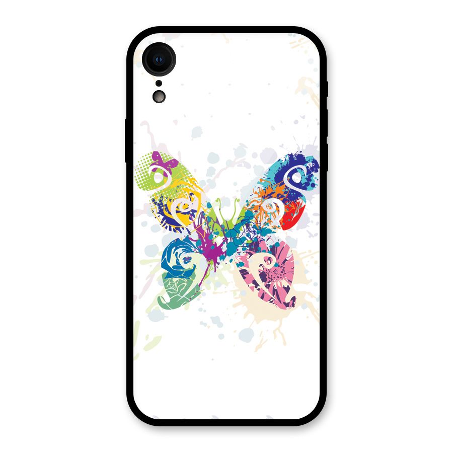 Abstract Butterfly Glass Back Case for iPhone XR