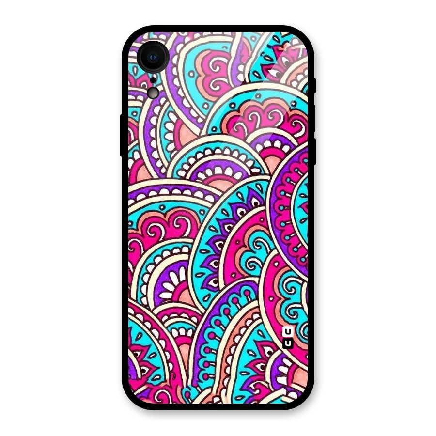 Abstract Rangoli Design Glass Back Case for iPhone XR