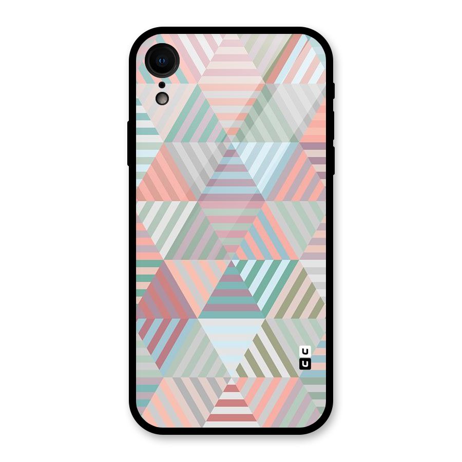 Abstract Triangle Lines Glass Back Case for iPhone XR