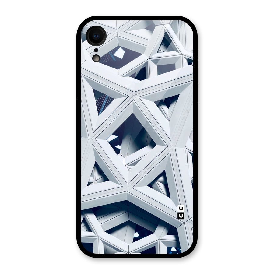 Abstract White Lines Glass Back Case for iPhone XR