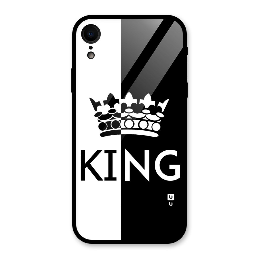 Aesthetic Crown King Glass Back Case for iPhone XR