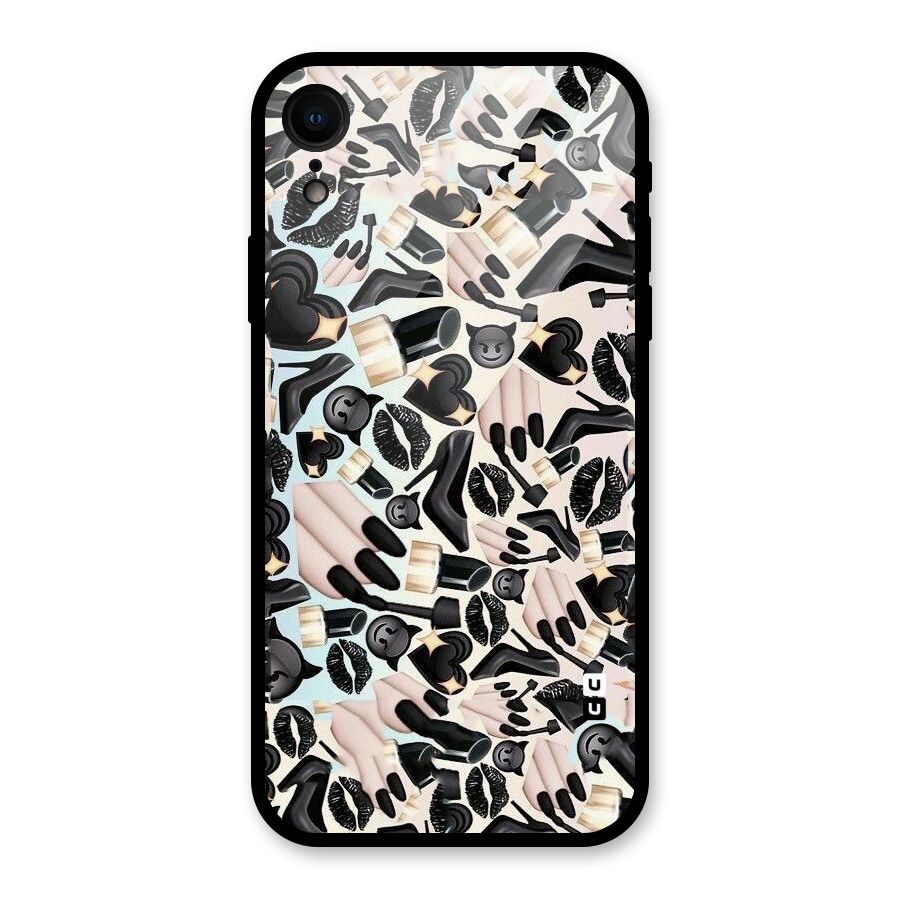 All Black Love Glass Back Case for iPhone XR