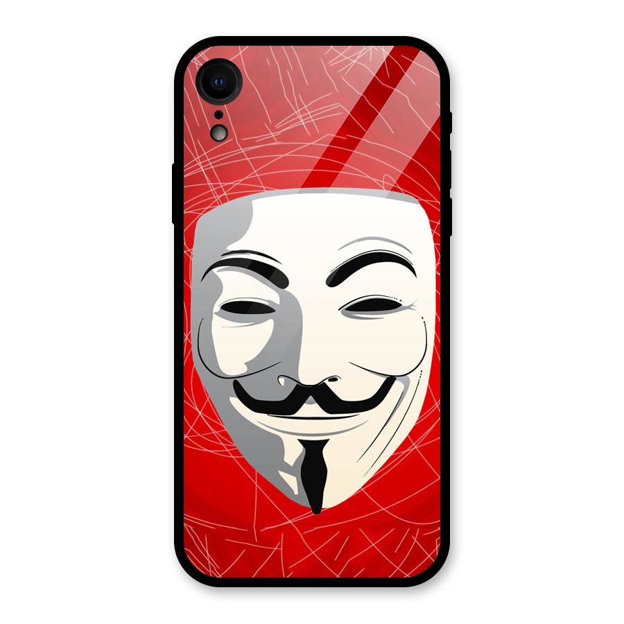 Anonymous Mask Abstract Glass Back Case for iPhone XR