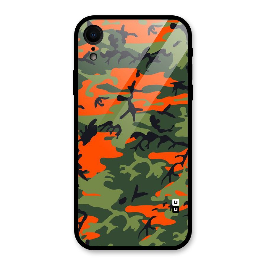 Army Pattern Glass Back Case for iPhone XR