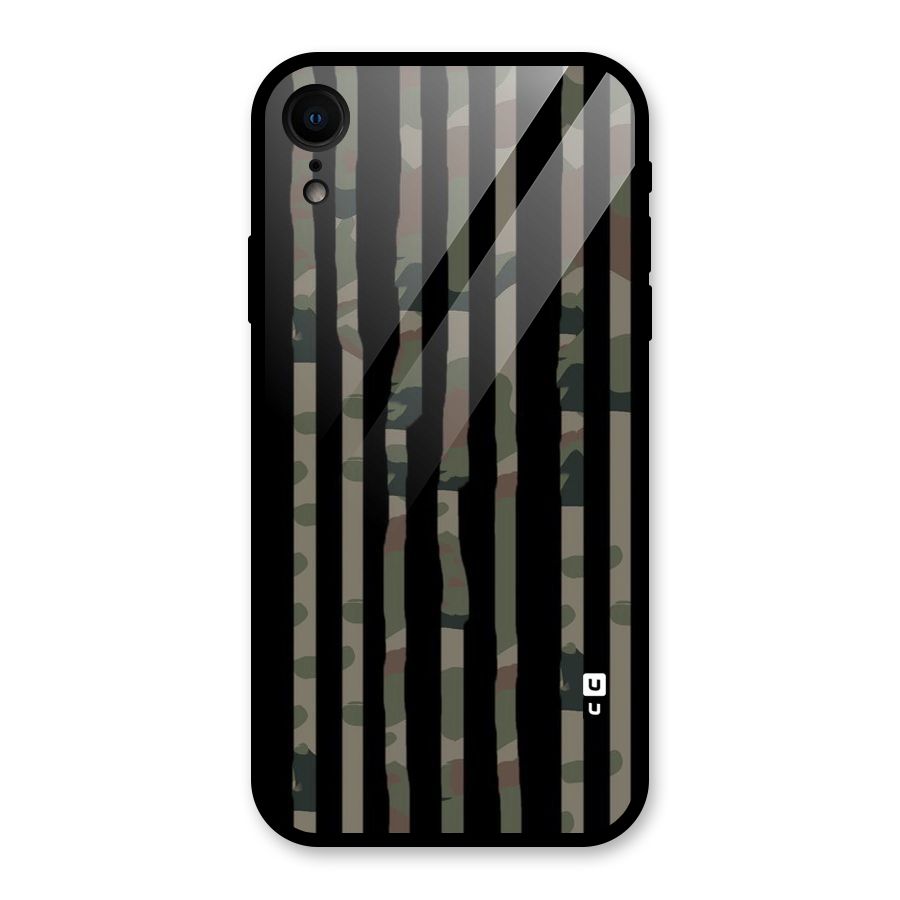 Army Stripes Glass Back Case for iPhone XR