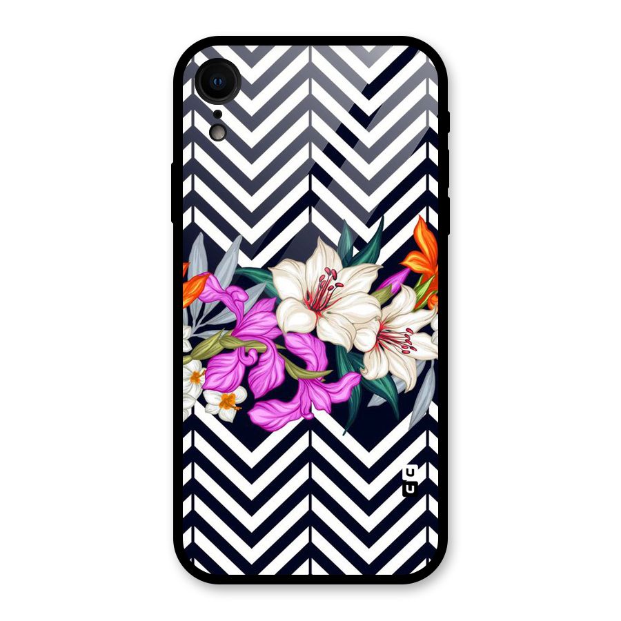 Artsy ZigZag Floral Glass Back Case for iPhone XR