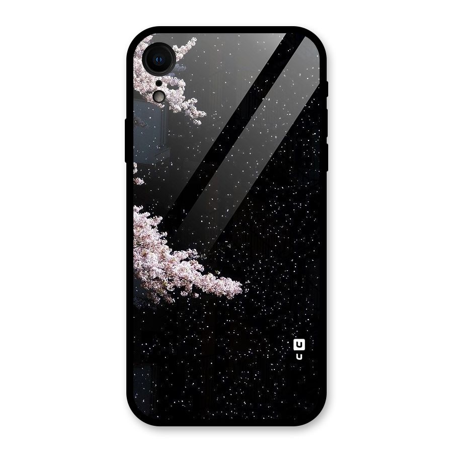 Beautiful Night Sky Flowers Glass Back Case for iPhone XR