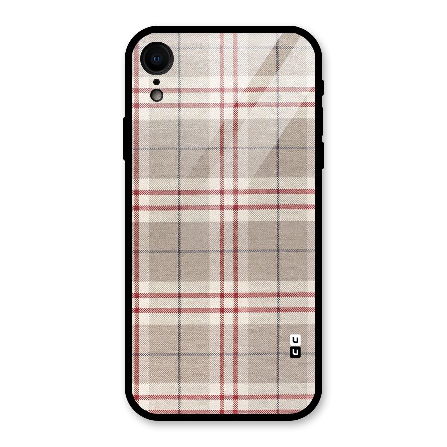 Beige Red Check Glass Back Case for iPhone XR