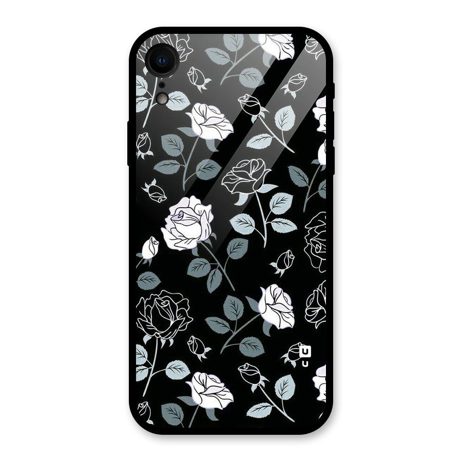 Black Artsy Bloom Glass Back Case for iPhone XR